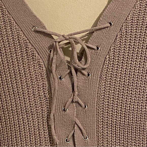 Umgee Womens Sweater Size S Tunic Boho Lace Back V-Neck Rose Color Long Sleeve - Picture 4 of 10